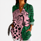 Sandra | Tropisch Luipaard Kunst Blouse