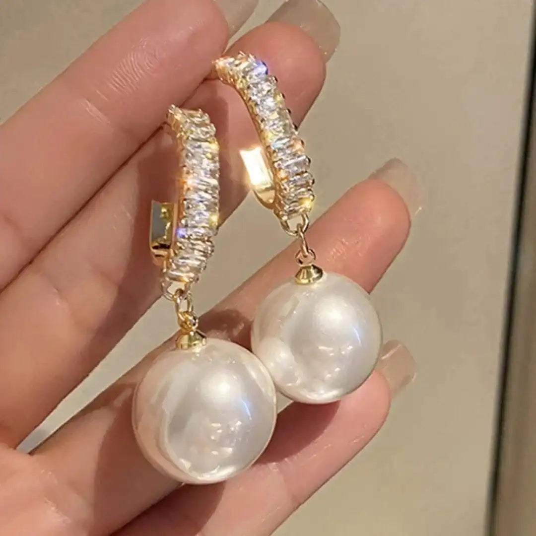 Elegante Hangoorbellen met Parels en Zirkonia