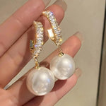 Elegante Hangoorbellen met Parels en Zirkonia