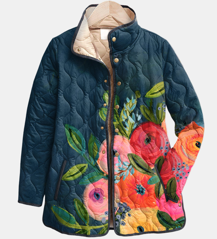 Amaya | Quilted Jacket with Vintage Floral Print