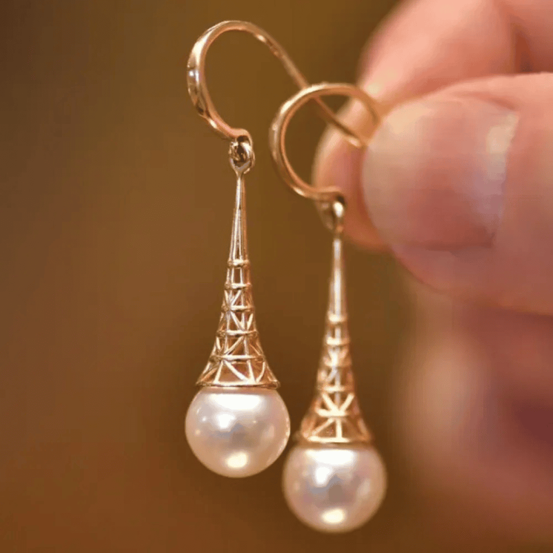 Vintage Gouden Parel Oorbellen in Klassieke Stijl