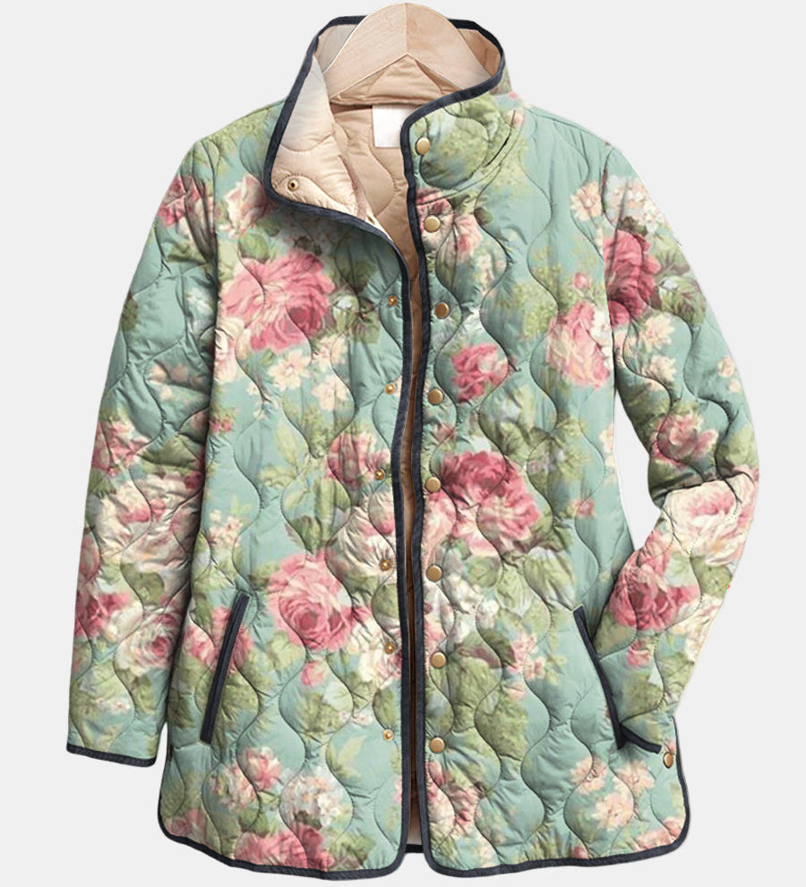 Carys | Gevoerde Jas met Retro Bloemenprint