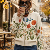 Noor | Patchwork ritscardigan met wilde bloemen