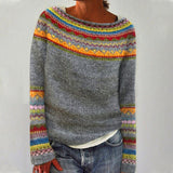 Petra | Regenboog Patchwork Gebreide Trui