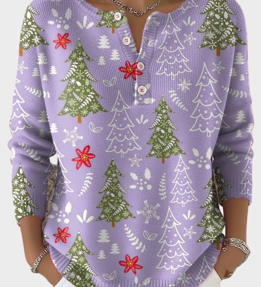 Iris - Festive Christmas Sweater with Buttons