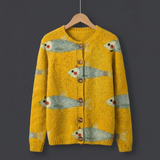 Lisette | Vintage Vis Sardines Kunstprint Knoop Vest