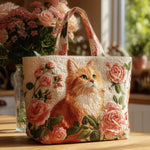 Handgemaakte Tas – Rode Kat met Rozen