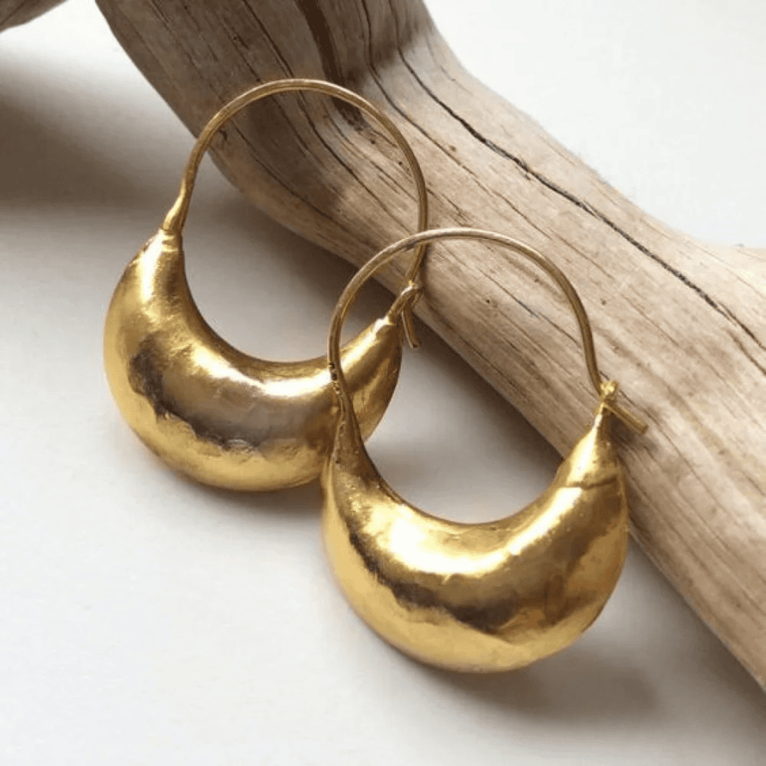 Vintage Gouden Mandvorm Oorbellen