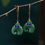 Retro Geïnspireerde Groene Olifanten Oorbellen