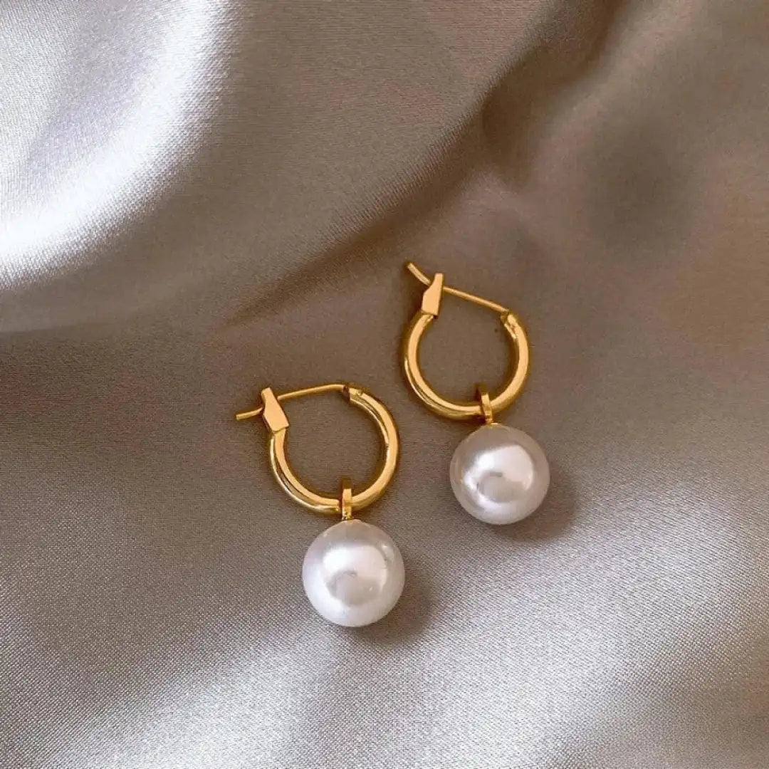Elegante Gouden Parel Oorbellen