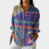 Michèle | Luchtige Kleurrijke Bedrukte Blouse