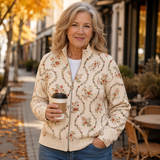 Lieke | Crèmekleurige cardigan met fijne bloemenprint