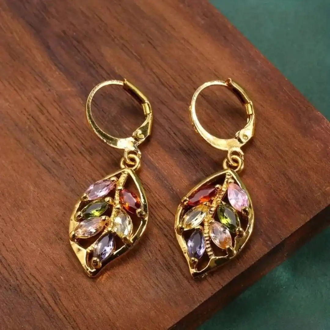 Levendige Vintage Gouden Blad Oorbellen