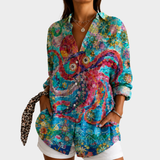 Christine | Oceaan Bloesem Kunst Blouse