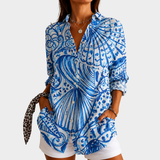 Dominique | Zeekant Schelpenprint Blouse