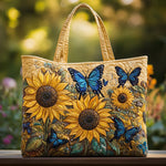 Handgemaakte Tas – Zonnebloemen en Blauwe Vlinders