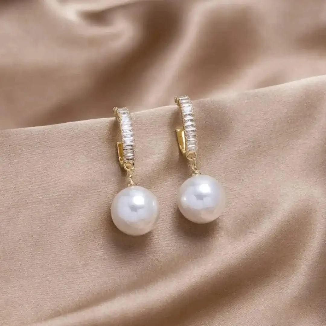 Elegante Hangoorbellen met Parels en Zirkonia