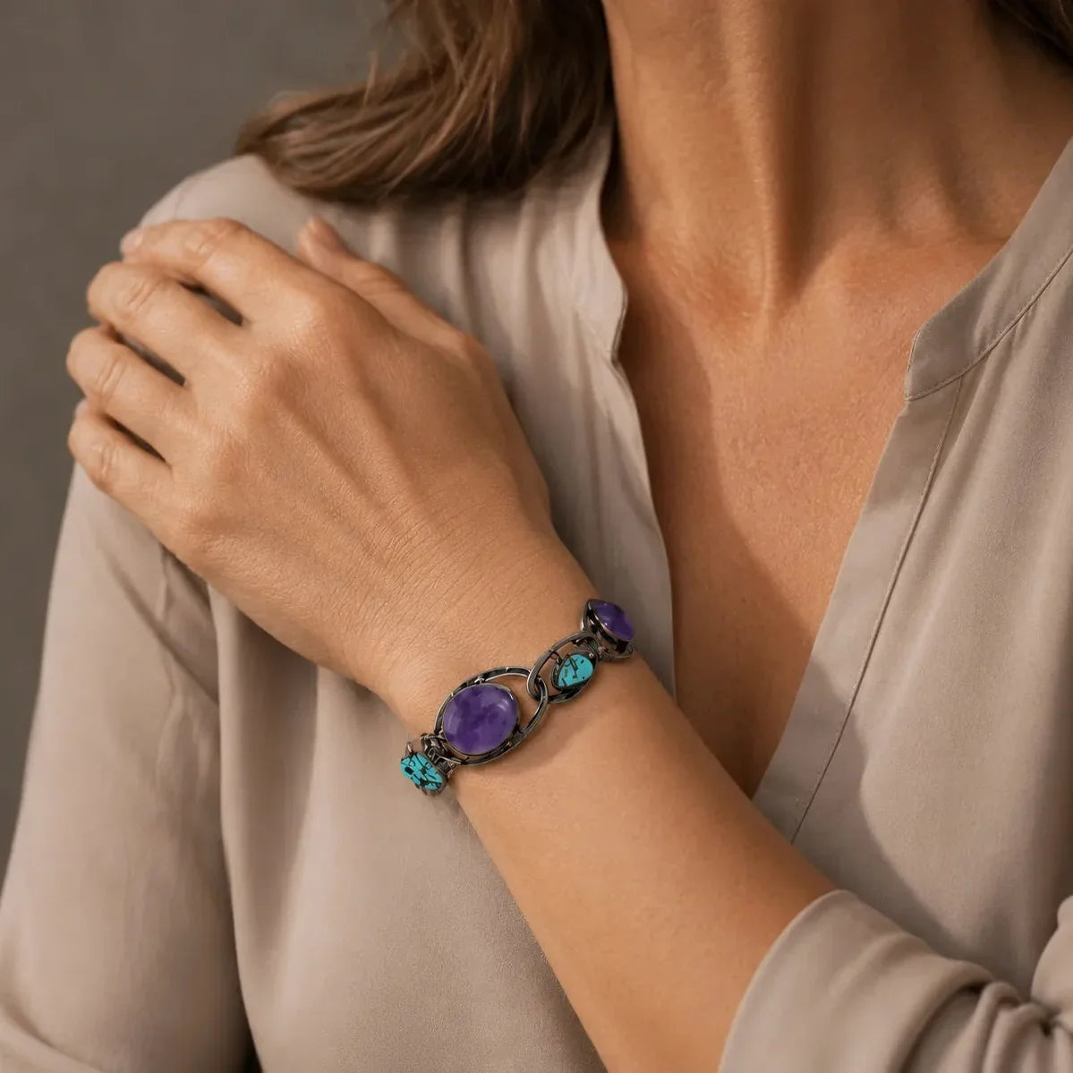 Open Armband met Ovale Edelsteen