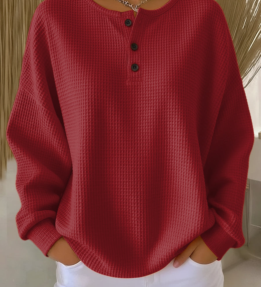 Bregje | Gezellige Henley-sweatshirt met wafelstructuur
