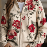 Roos | Vintage ritscardigan met rozenprint