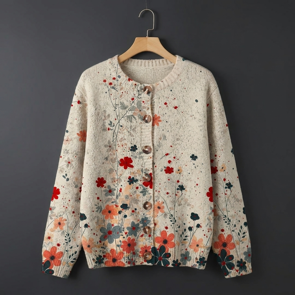 Simone | Vintage Bloem Kunstprint Knoop Vest