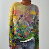 Roos | Gebreide Trui met Bloemenprint