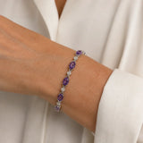 Zilveren Armband met Amethist Accenten