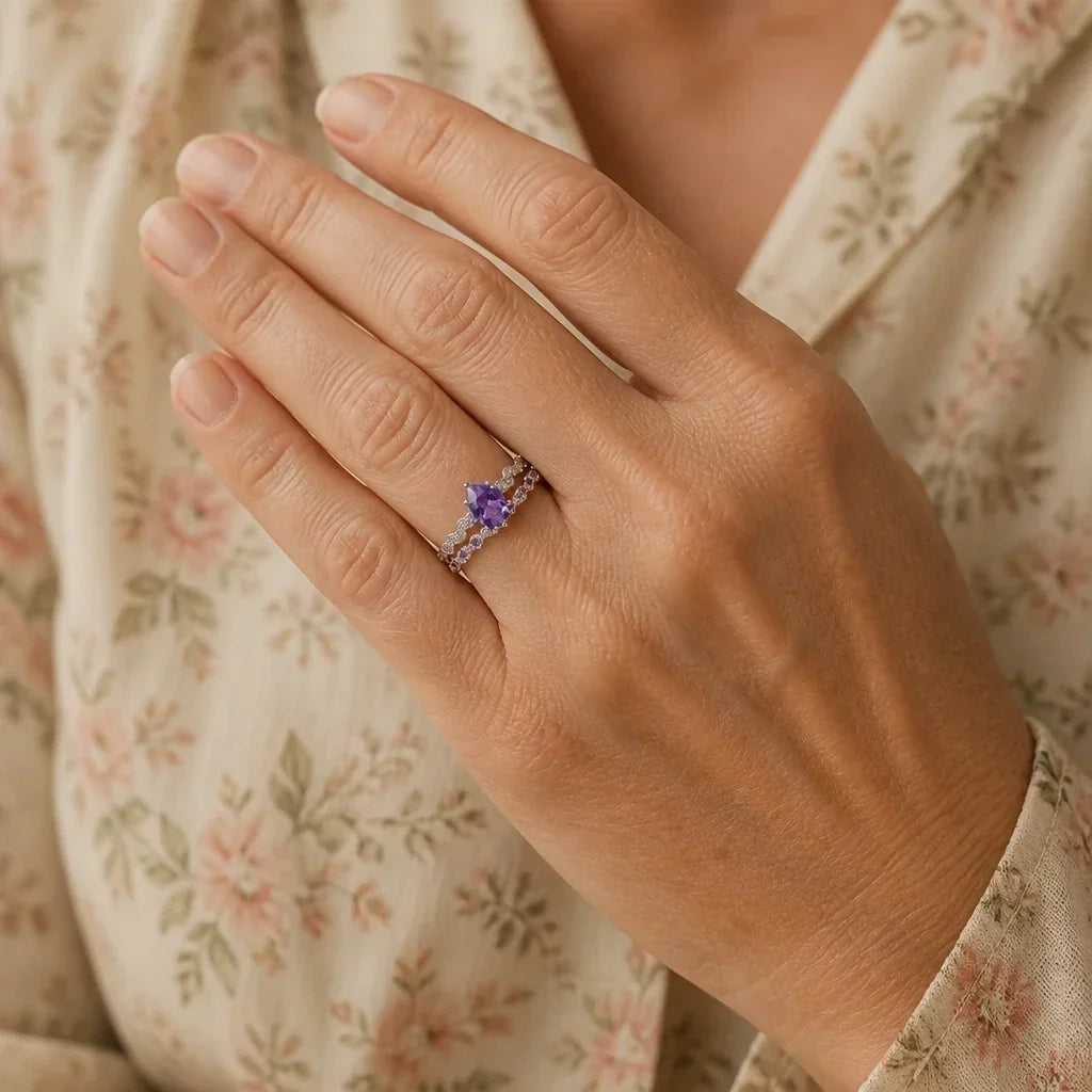 Gevlochten Amethist Ringen Set