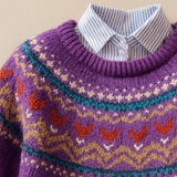 Liesbeth | Warme Paarse Jacquard Trui