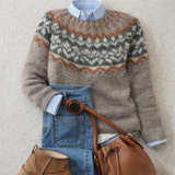 Fenna | Taupe Jacquard Trui