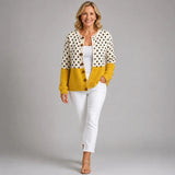 Monique | Geel Polkadot Print Knoop Vest