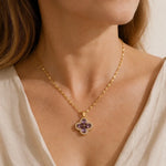 Stijlvolle Amethist Klavertje Hanger Ketting