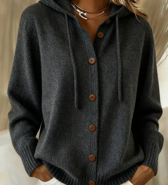 Lieke | Comfortabel Vest met Knopen en Capuchon