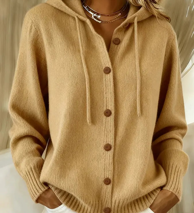 Lieke | Comfortabel Vest met Knopen en Capuchon