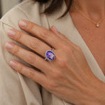 Zilveren Ring met Ovale Amethist en Zirkonia