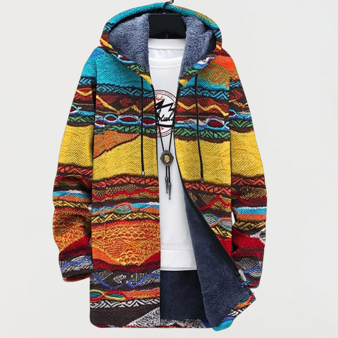 Noor | Gevoerde Jas met Tribal Kunstprint