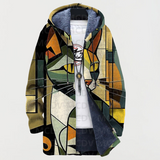 Emerson | Gevoerde Jas met Geometrische Kattenprint