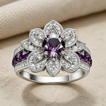 Zilveren Ring met Paarse Lotus