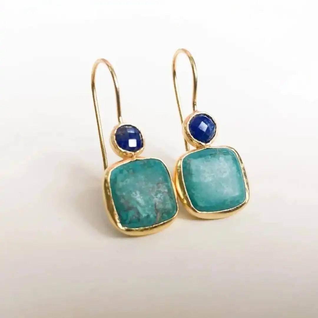 Vintage Gouden Oorbellen met Turkoois