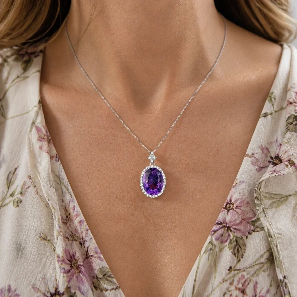 Chique Halo Solitaire Hanger Ketting