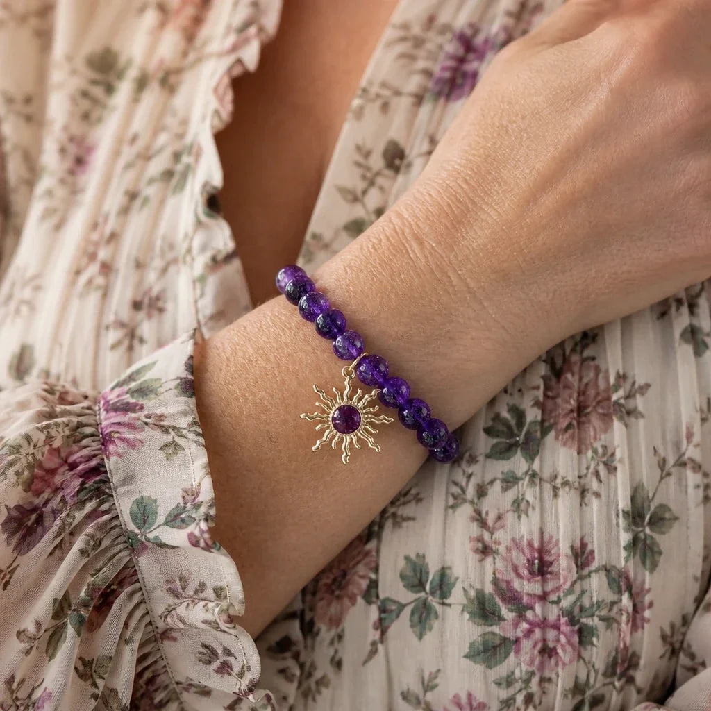 Amethist Armband met Zonnebalk Kralen