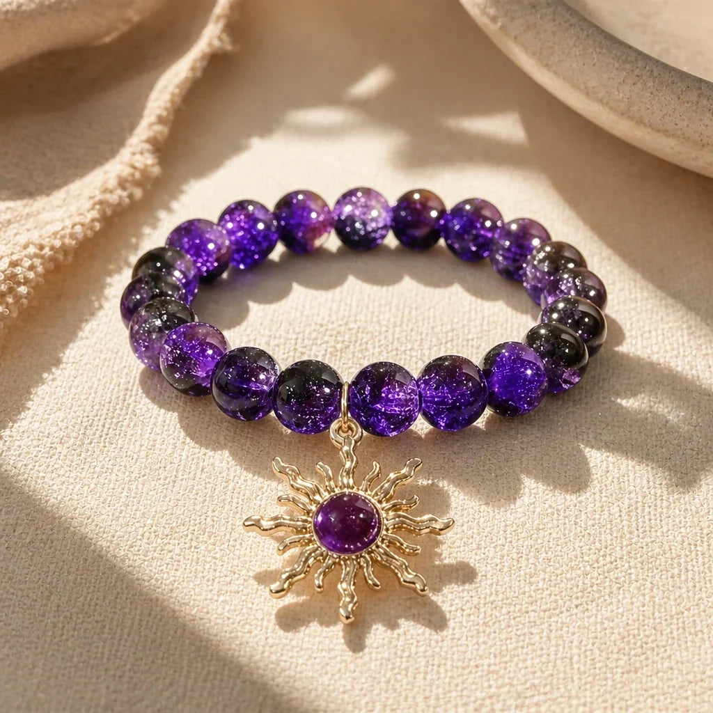 Amethist Armband met Zonnebalk Kralen