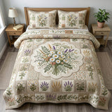 Bloemige Gequilt Beddengoed Set LD89 met Patchwork Design