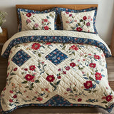 Gequilt Bedlinnen Set met Botanische Bloemen - Model LD112
