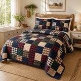 Klassieke Geruite Patchwork Bedsprei Set