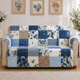 Landelijk Blauwe Bloemen Gequilte Bankhoes – Karin