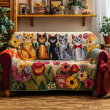 Bloemen Kattenprint Gequilte Bankhoes – Jannie