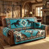 Turquoise Zuidwesten Gequilte Bankhoes – Sanne