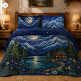 Berg Cabin Nacht Landschap Gequilte Beddenset LV15