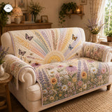 Boho Wilde Bloemen Zonsopgang Gequilte Bankhoes – Sophie